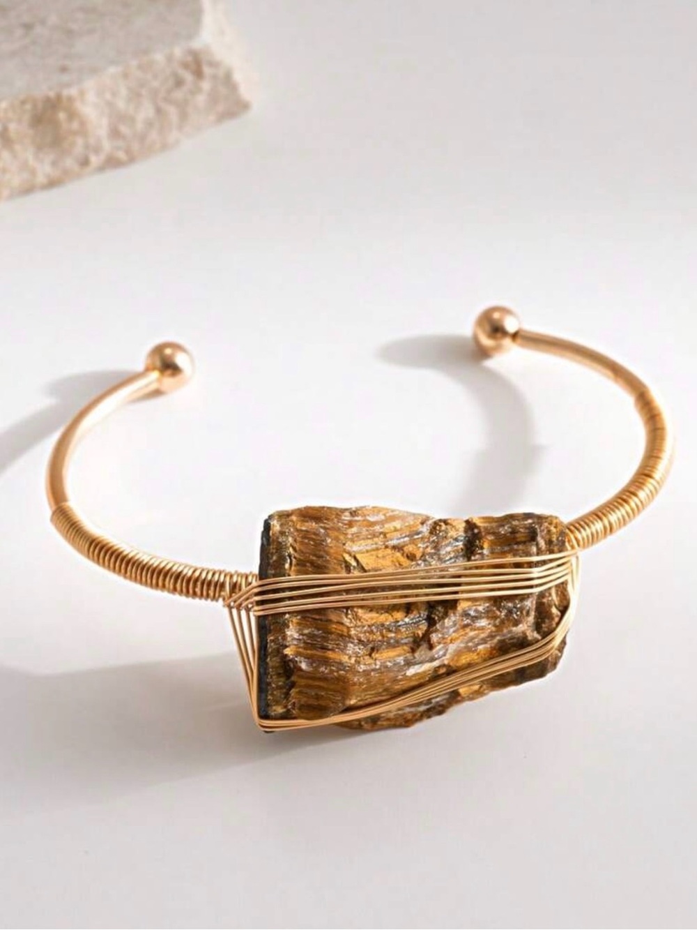 New Arrivals! Gold Wire-Wrapped Tiger's Eye Cuff Bracelet